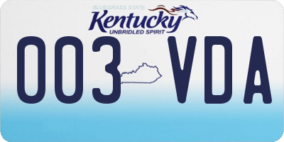 KY license plate 003VDA