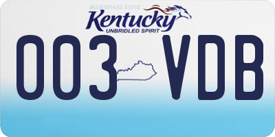 KY license plate 003VDB