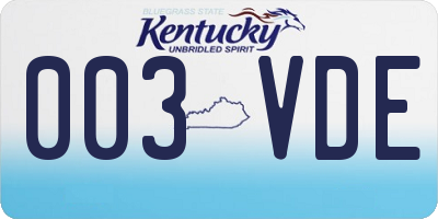 KY license plate 003VDE