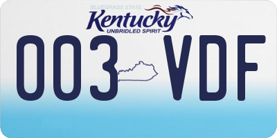 KY license plate 003VDF