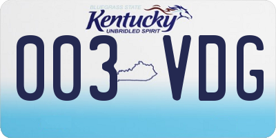 KY license plate 003VDG