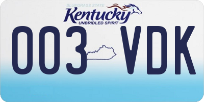 KY license plate 003VDK