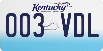 KY license plate 003VDL