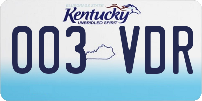 KY license plate 003VDR