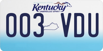 KY license plate 003VDU