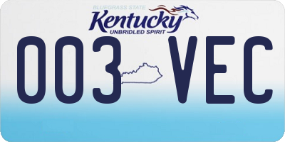 KY license plate 003VEC