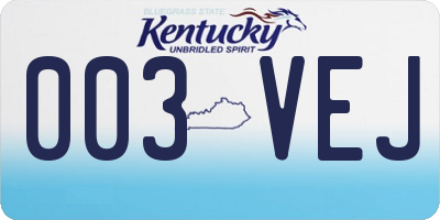 KY license plate 003VEJ