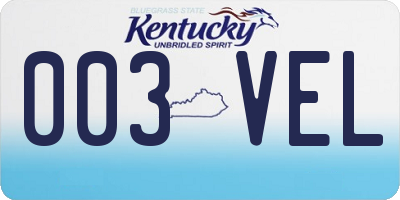 KY license plate 003VEL