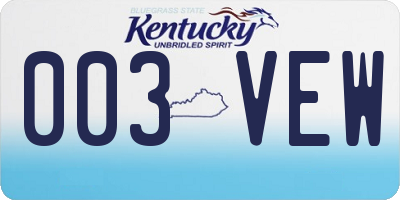 KY license plate 003VEW