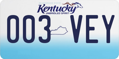 KY license plate 003VEY