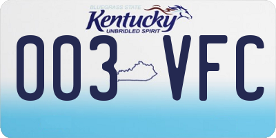KY license plate 003VFC