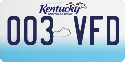 KY license plate 003VFD
