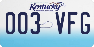 KY license plate 003VFG
