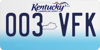 KY license plate 003VFK