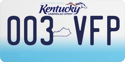 KY license plate 003VFP