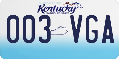 KY license plate 003VGA