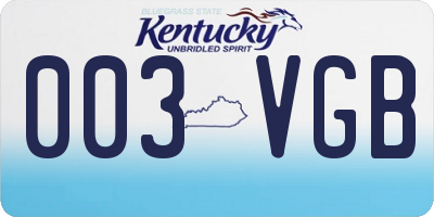 KY license plate 003VGB
