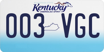 KY license plate 003VGC