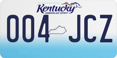 KY license plate 004JCZ