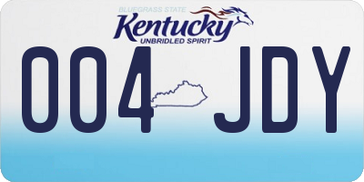 KY license plate 004JDY