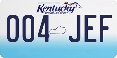 KY license plate 004JEF