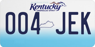 KY license plate 004JEK