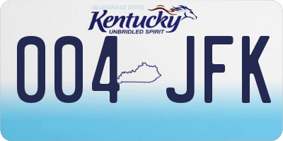 KY license plate 004JFK