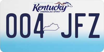 KY license plate 004JFZ
