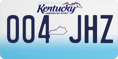 KY license plate 004JHZ