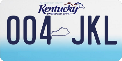 KY license plate 004JKL