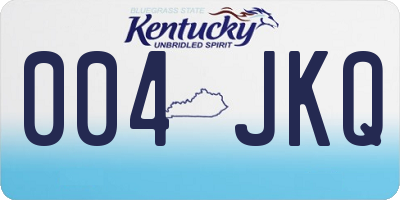 KY license plate 004JKQ