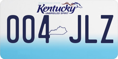 KY license plate 004JLZ