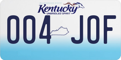 KY license plate 004JOF