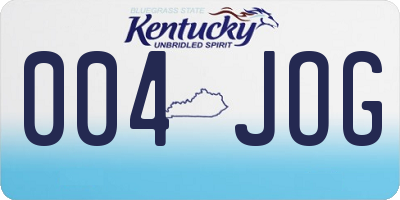 KY license plate 004JOG