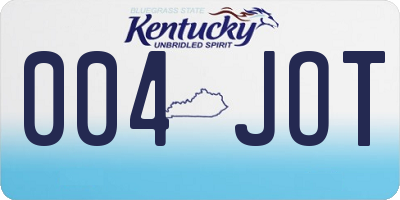 KY license plate 004JOT