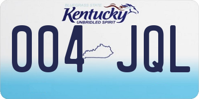 KY license plate 004JQL
