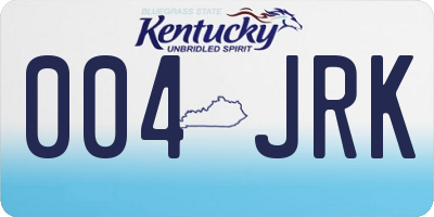 KY license plate 004JRK