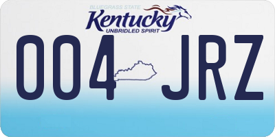 KY license plate 004JRZ