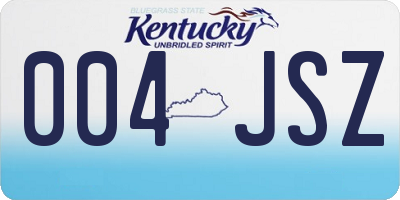 KY license plate 004JSZ