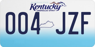 KY license plate 004JZF