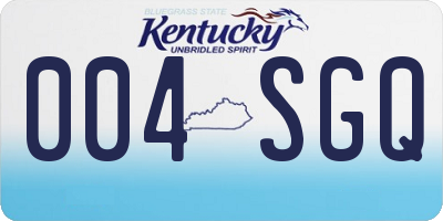 KY license plate 004SGQ
