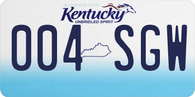 KY license plate 004SGW