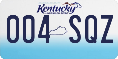 KY license plate 004SQZ