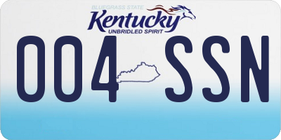 KY license plate 004SSN