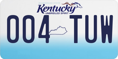 KY license plate 004TUW