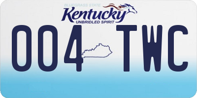 KY license plate 004TWC
