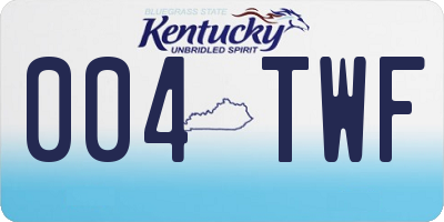 KY license plate 004TWF