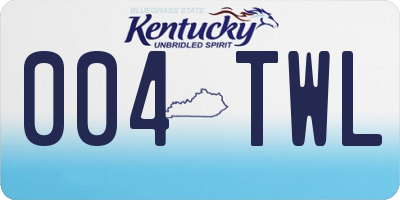 KY license plate 004TWL