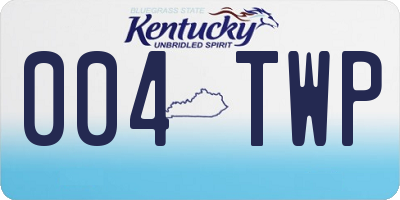 KY license plate 004TWP