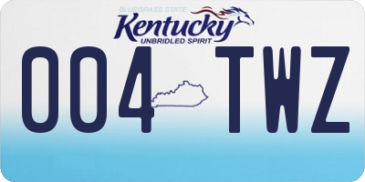 KY license plate 004TWZ